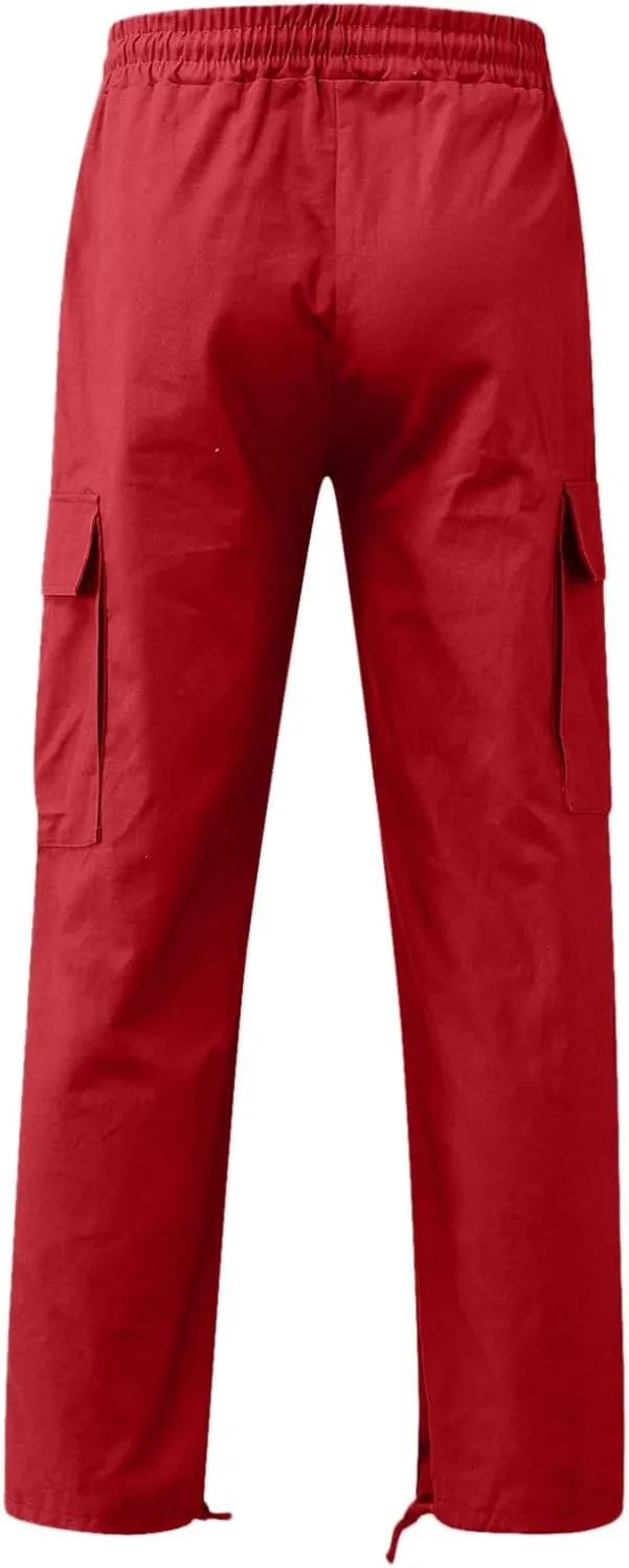 Cargo Pants for Men Relaxed Fit Straight Fit Pant Skinny Stretch Mens Multi-Pockets Men Cargo Pants Straight Fitness