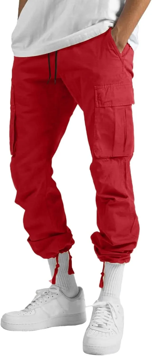 Cargo Pants for Men Relaxed Fit Straight Fit Pant Skinny Stretch Mens Multi-Pockets Men Cargo Pants Straight Fitness