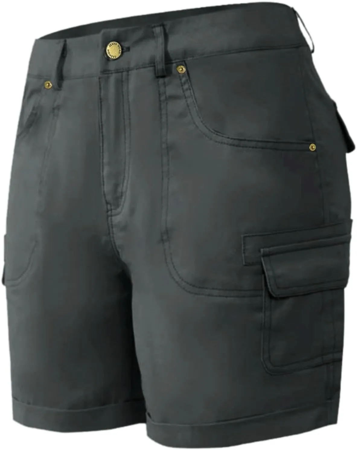 Cargo Shorts for Women Casual Summer High Waisted Chino Shorts Ribbed Elastic Waist Utility Pockets Comfy Shorts 2024 Trendy