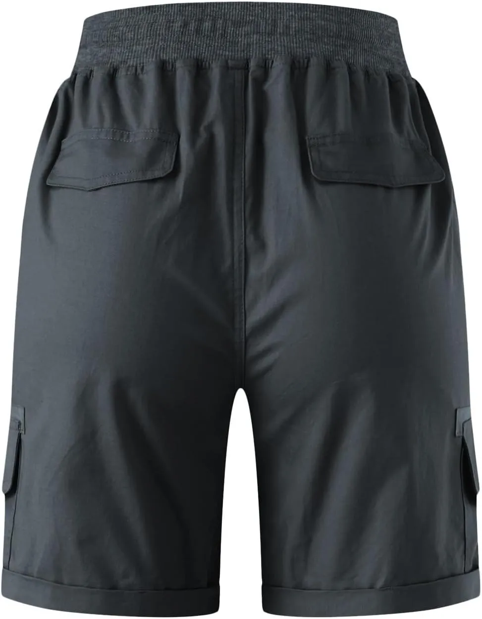 Cargo Shorts for Women Casual Summer High Waisted Chino Shorts Ribbed Elastic Waist Utility Pockets Comfy Shorts 2024 Trendy