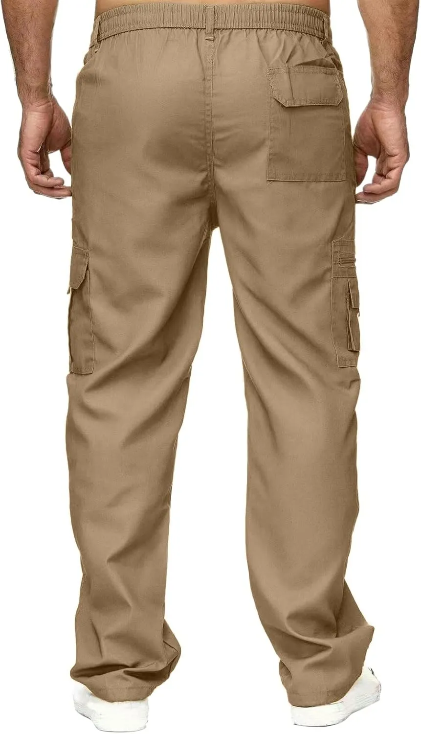 Cargo Sweatpants for Men Fleece Cargo Sweatpants Stretch Elastic Waist Athletic Workout Jogger Drawstring Sport Pants