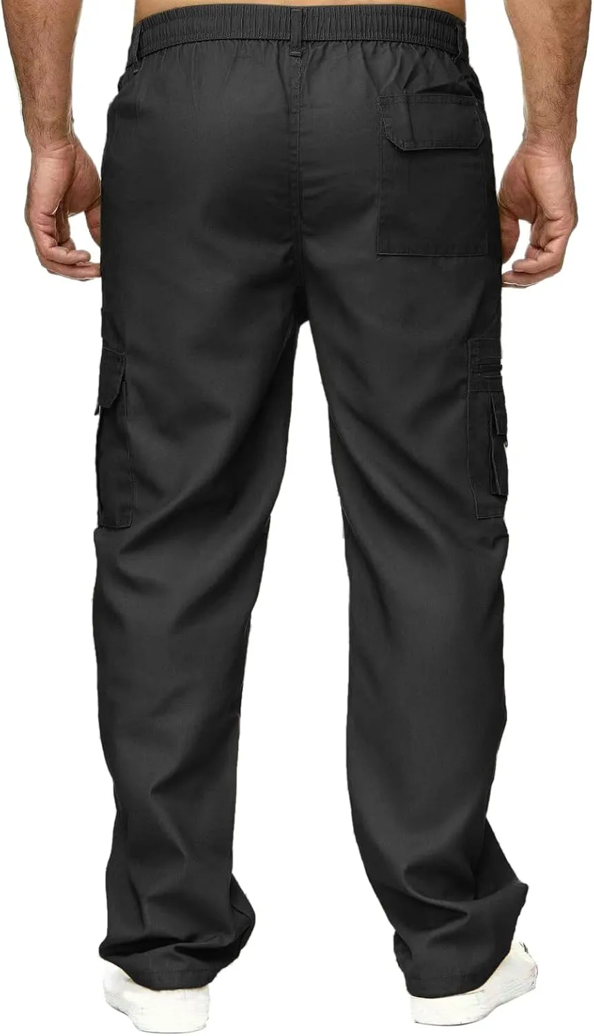 Cargo Sweatpants for Men Fleece Cargo Sweatpants Stretch Elastic Waist Athletic Workout Jogger Drawstring Sport Pants