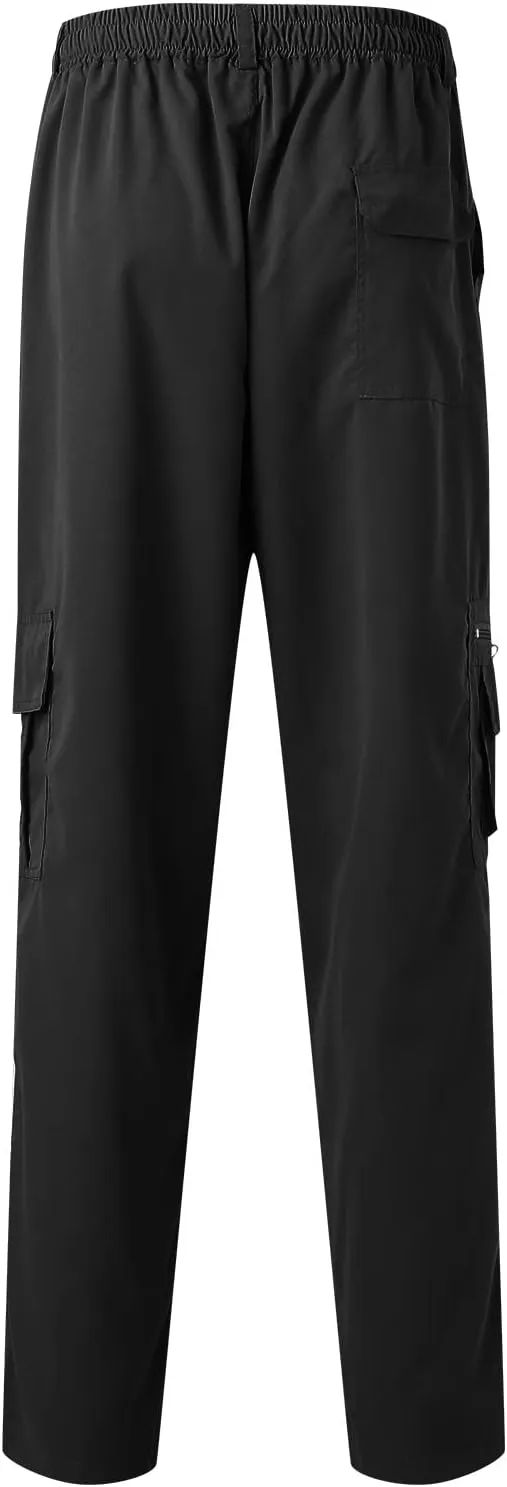 Cargo Sweatpants for Men Fleece Cargo Sweatpants Stretch Elastic Waist Athletic Workout Jogger Drawstring Sport Pants