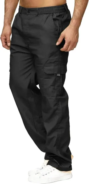 Cargo Sweatpants for Men Fleece Cargo Sweatpants Stretch Elastic Waist Athletic Workout Jogger Drawstring Sport Pants