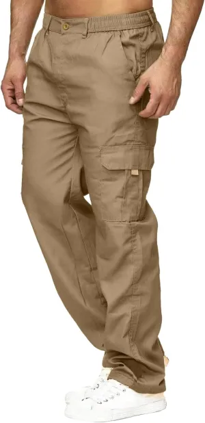 Cargo Sweatpants for Men Fleece Cargo Sweatpants Stretch Elastic Waist Athletic Workout Jogger Drawstring Sport Pants