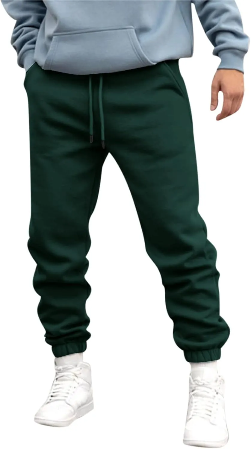 Cargo Sweatpants for Men Men Men's Active Basic Jogger Fleece Joggers Pants Men Outdoor Pocket Drawstring Solid Color