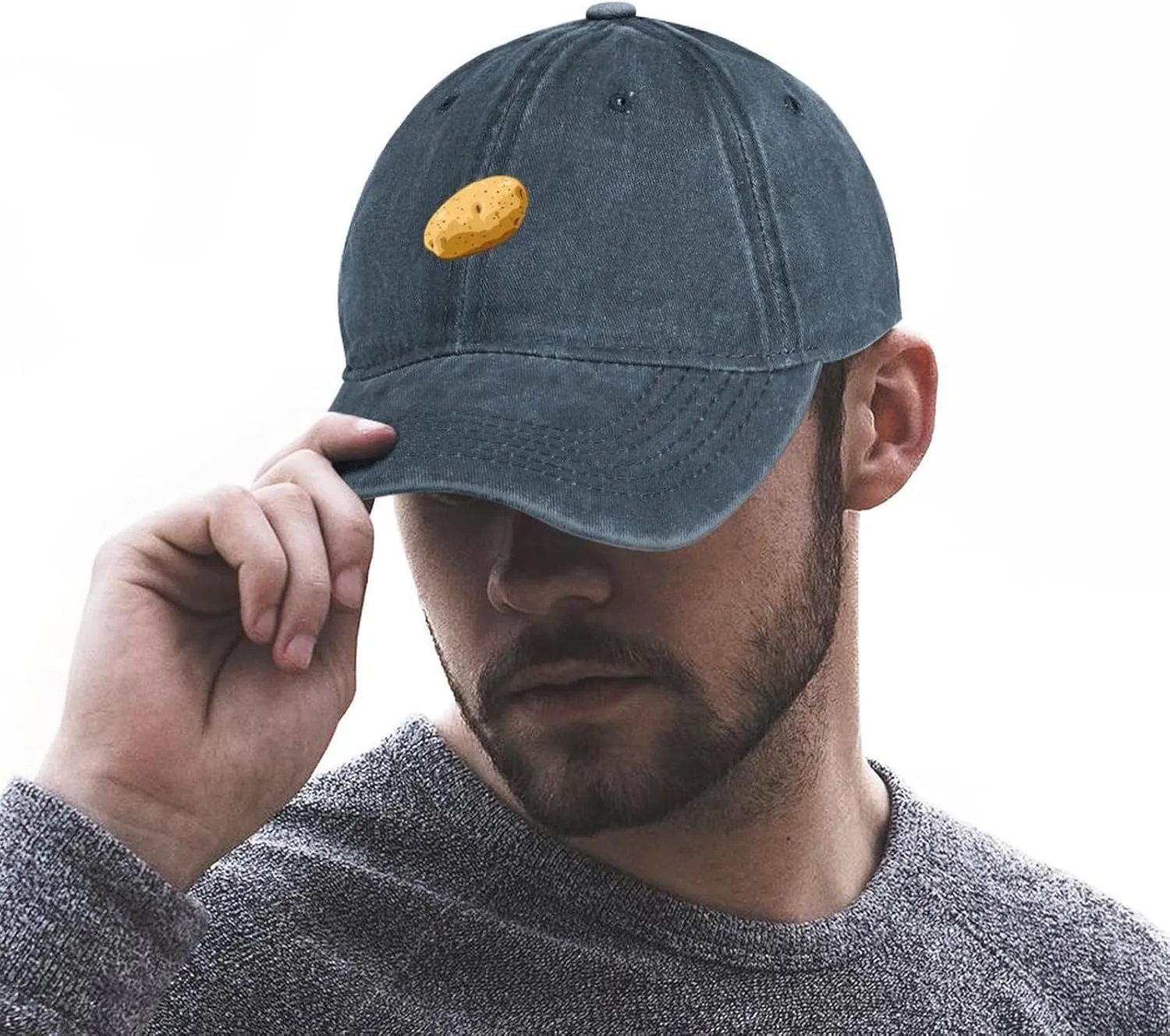 Cartoon Potato Unisex Adult Baseball Cap Curved Brim Sun Caps of Sports Denim Freely Adjustable