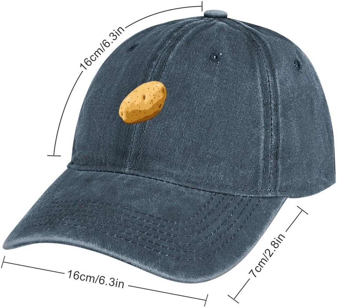 Cartoon Potato Unisex Adult Baseball Cap Curved Brim Sun Caps of Sports Denim Freely Adjustable