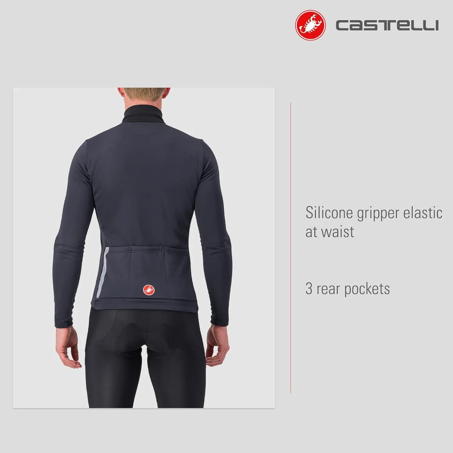 CASTELLI Men's Entrata Thermal Jersey, Long Sleeve Zip Up Fleece Insulated Base Layer for Winter Road Cycling I Gravel Biking