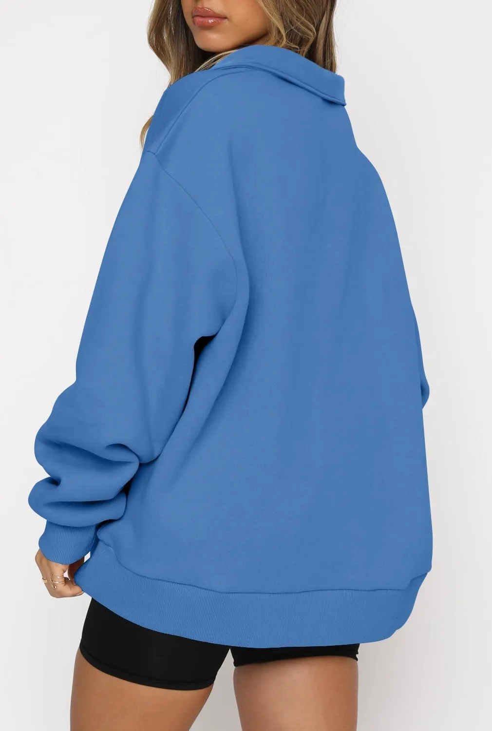 CHICZONE Womens Quarter Zip Oversized Pullover Long Sleeve Zip Up Sweatshirts Trendy Fall Y2K Clothes with Pockets