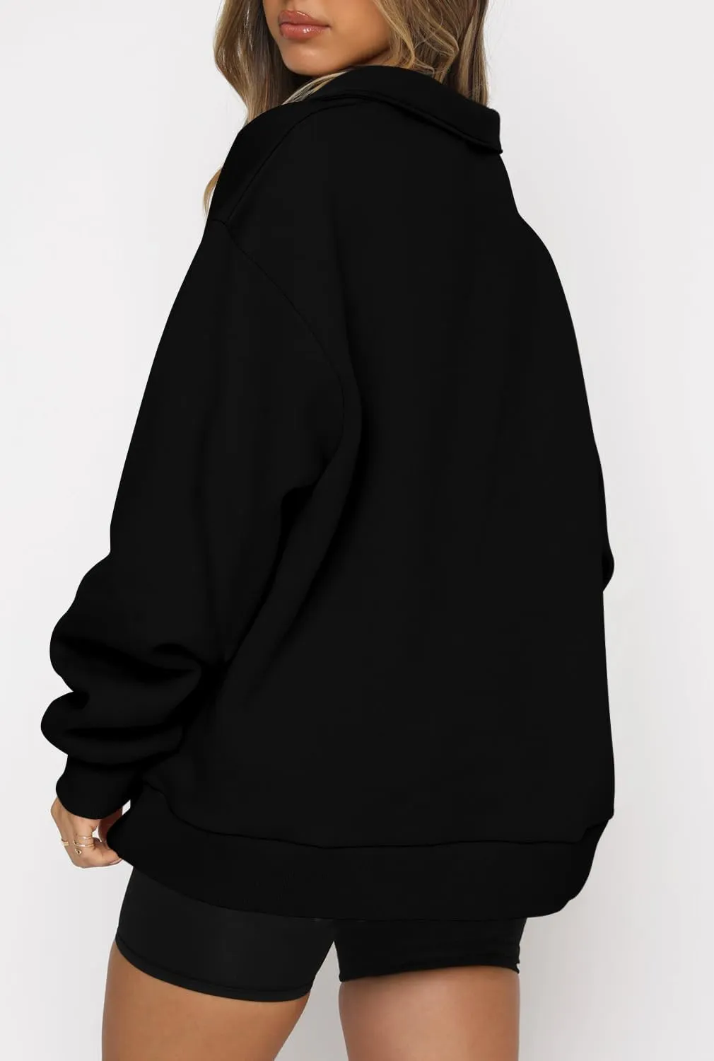 CHICZONE Womens Quarter Zip Oversized Pullover Long Sleeve Zip Up Sweatshirts Trendy Fall Y2K Clothes with Pockets