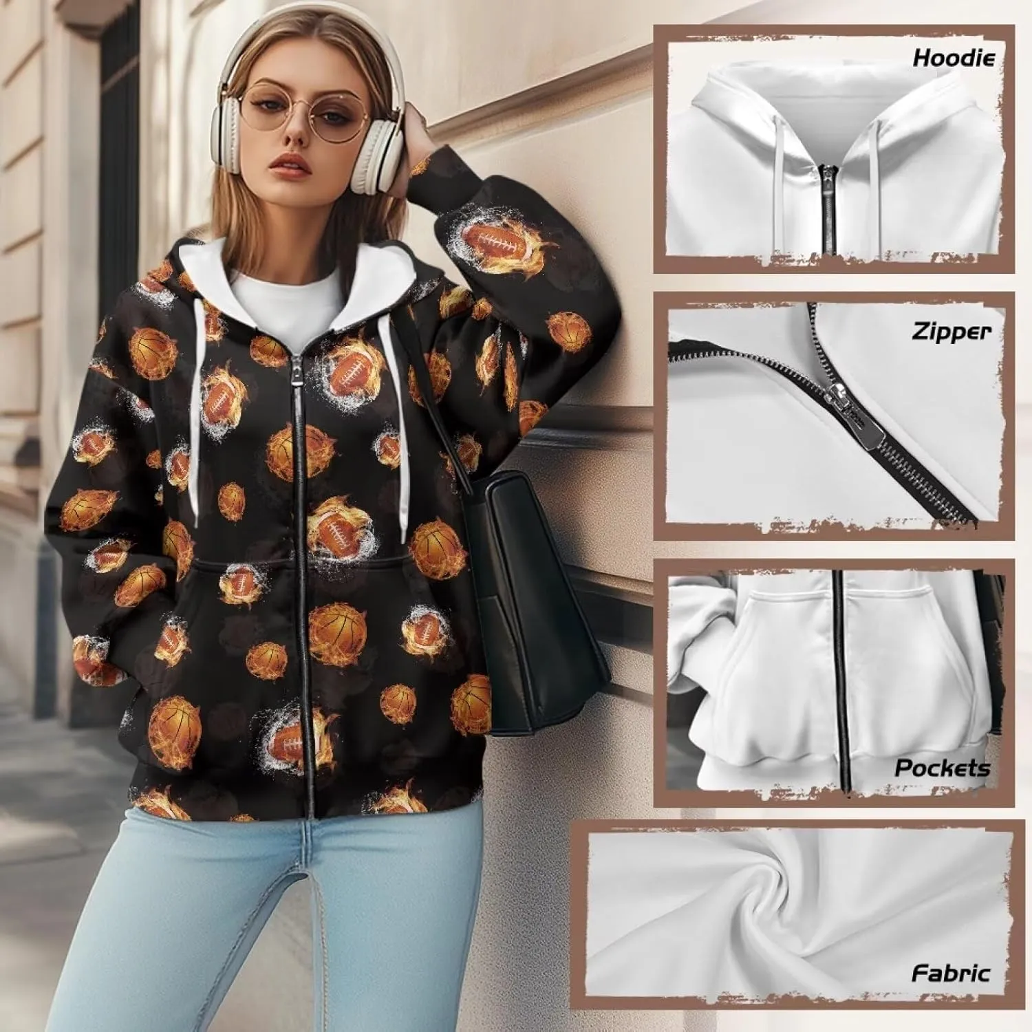 Coloranimal Zip Up Hoodie Sweatshirt for Women Casual Activewear with Pockets Workout Top Long Sleeve Athletic Hoodie