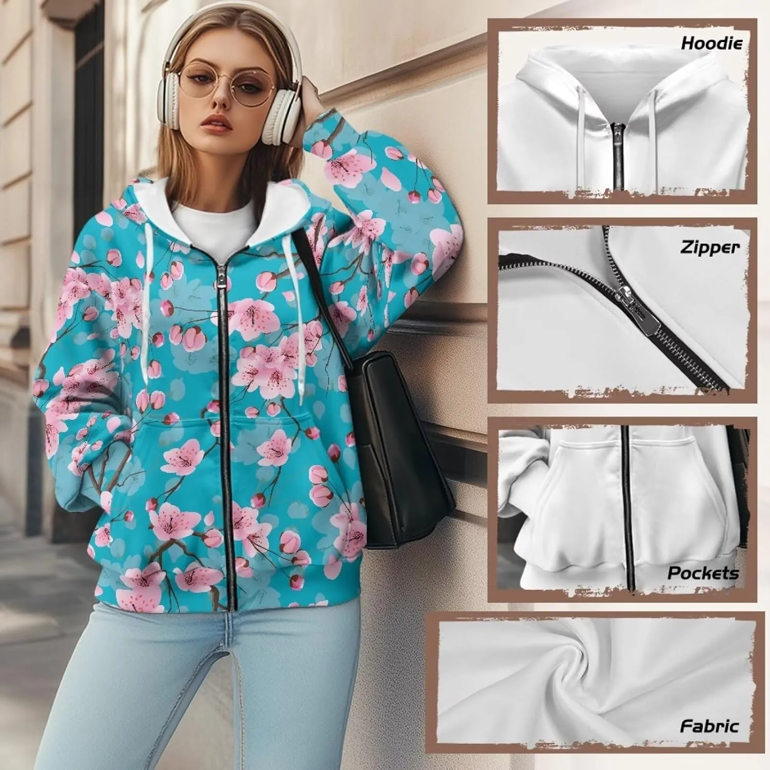 Coloranimal Zip Up Hoodie Sweatshirt for Women Casual Activewear with Pockets Workout Top Long Sleeve Athletic Hoodie