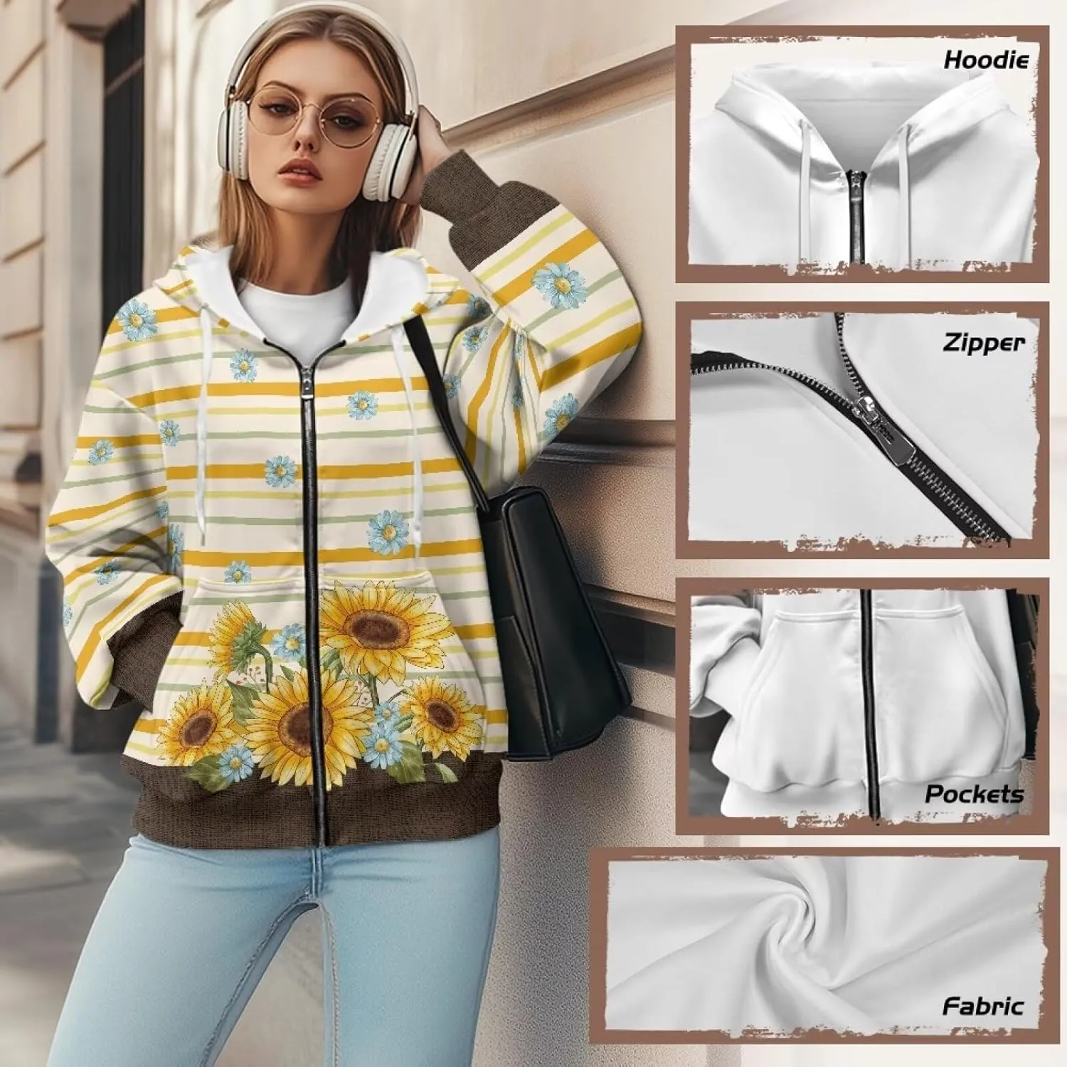 Coloranimal Zip Up Hoodie Sweatshirt for Women Casual Activewear with Pockets Workout Top Long Sleeve Athletic Hoodie