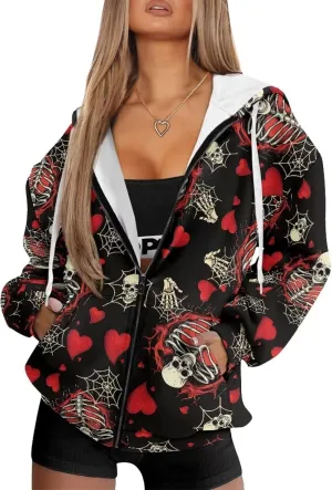 Coloranimal Zip Up Hoodie Sweatshirt for Women Casual Activewear with Pockets Workout Top Long Sleeve Athletic Hoodie