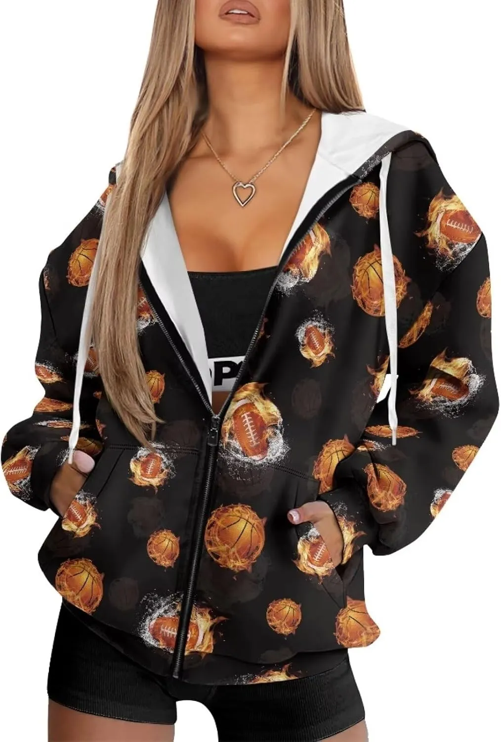 Coloranimal Zip Up Hoodie Sweatshirt for Women Casual Activewear with Pockets Workout Top Long Sleeve Athletic Hoodie