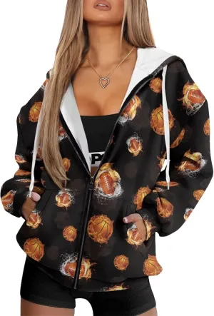 Coloranimal Zip Up Hoodie Sweatshirt for Women Casual Activewear with Pockets Workout Top Long Sleeve Athletic Hoodie