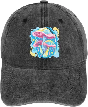 Colorful Mushrooms Psychedelic Unisex Adult Baseball Cap Curved Brim Sun Caps of Sports Denim Freely Adjustable