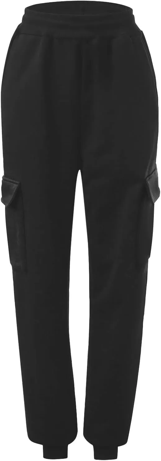cooki Fleece Lined Sweatpants for Women Drawstring High Waist Winter Warm Sweatpants Women's Thermal Jogger with Pockets