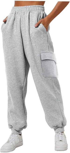 cooki Fleece Lined Sweatpants for Women Drawstring High Waist Winter Warm Sweatpants Women's Thermal Jogger with Pockets