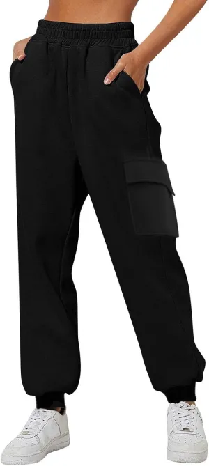 cooki Fleece Lined Sweatpants for Women Drawstring High Waist Winter Warm Sweatpants Women's Thermal Jogger with Pockets