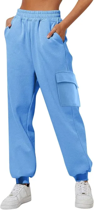 cooki Fleece Lined Sweatpants for Women Drawstring High Waist Winter Warm Sweatpants Women's Thermal Jogger with Pockets