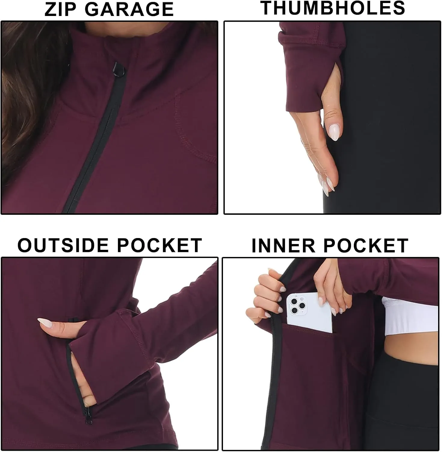 COZZIPLUS Women Zip up Athletic Running Jacket Lightweight Workout Yoga Top with Thumb Holes and Pocket