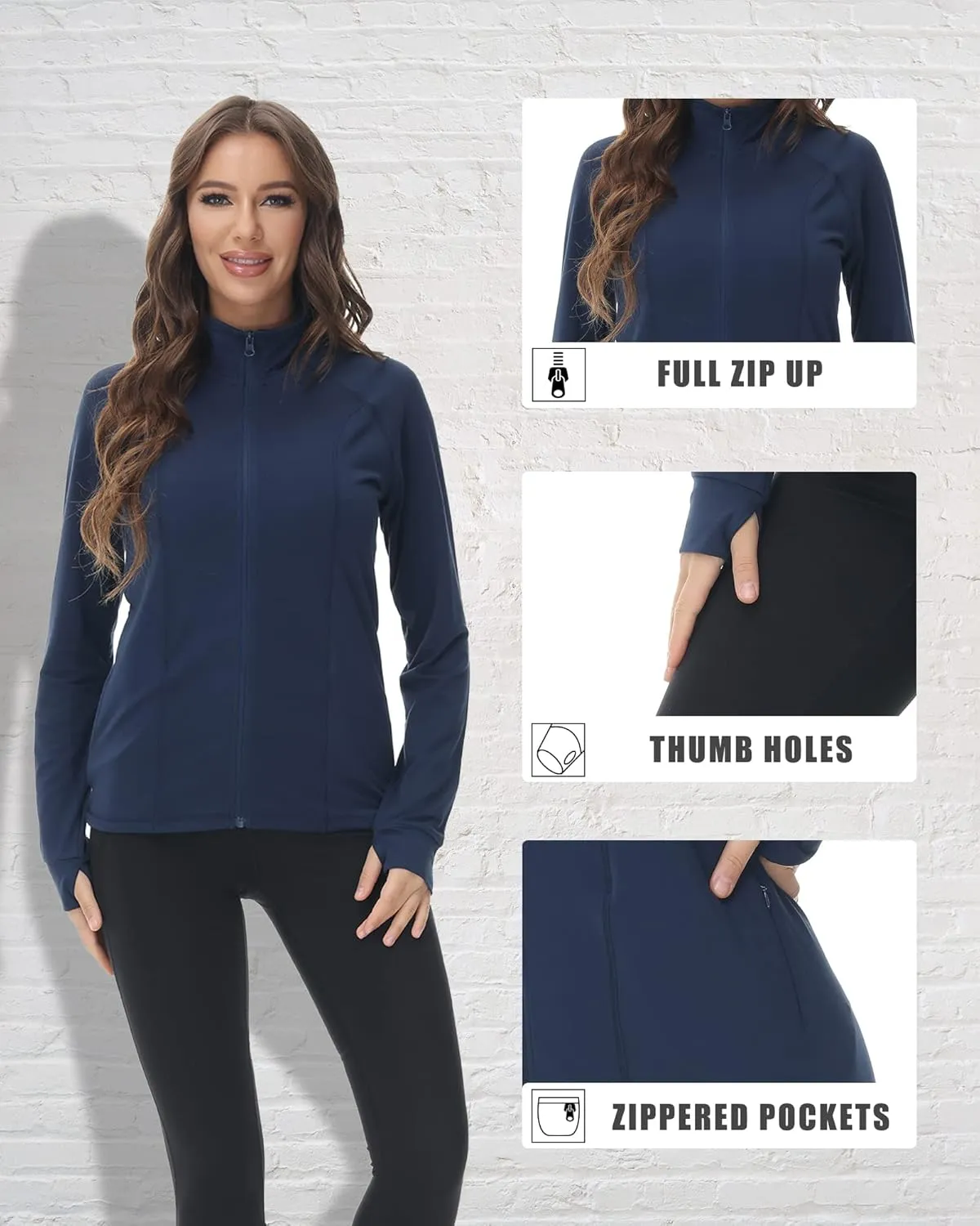 COZZIPLUS Women Zip up Athletic Running Jacket Lightweight Workout Yoga Top with Thumb Holes and Pocket