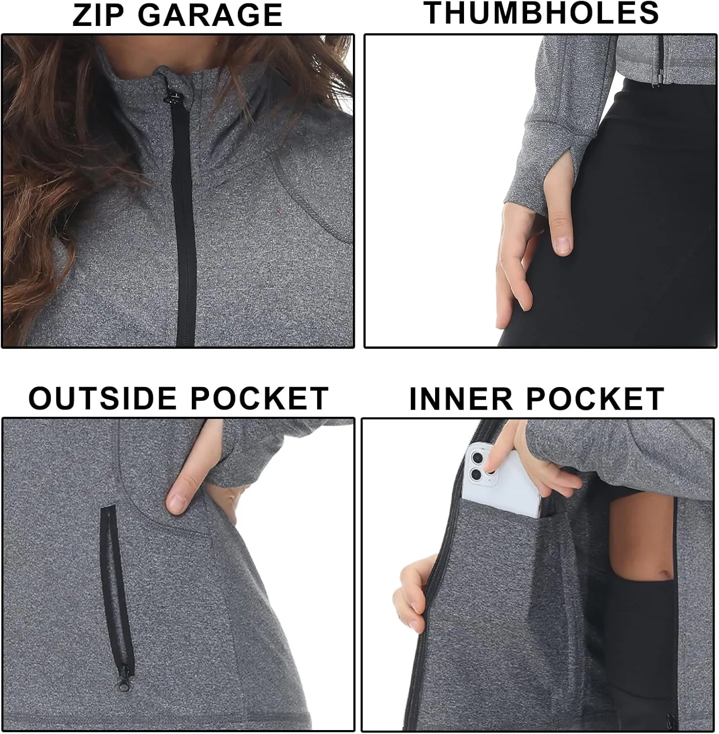 COZZIPLUS Women Zip up Athletic Running Jacket Lightweight Workout Yoga Top with Thumb Holes and Pocket