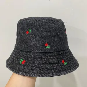 Denim Bucket Hats for Women Foldable Sun Hats Y2K Hats Cute Beach Hats Aesthetic Wide Brim Sun Protection Hats