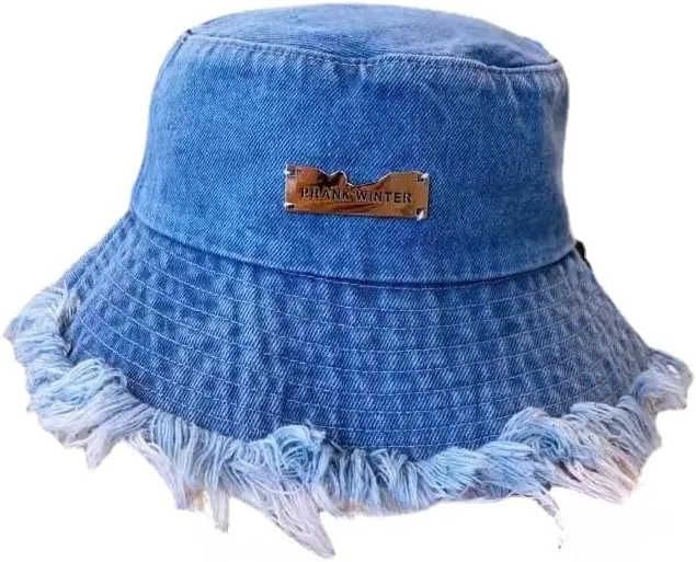 Denim Bucket Hats Y2K Tassel Bucket Cap Aesthetic Sun Hats Foldable Panama Hats Unisex Wide Brim Fisherman Hats