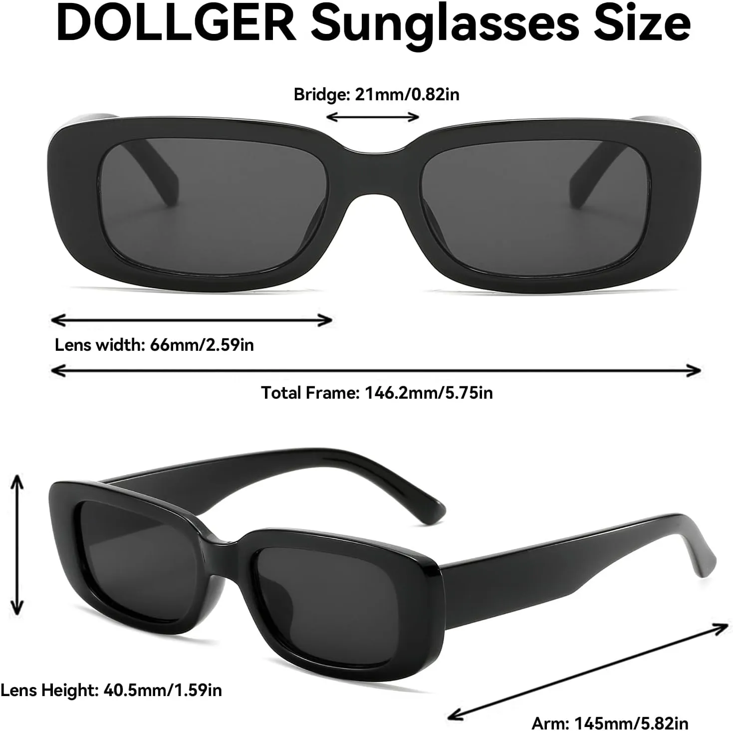 Dollger Rectangle Sunglasses for Women Men Trendy Retro Fashion Sunglasses UV 400 Protection Square Fram