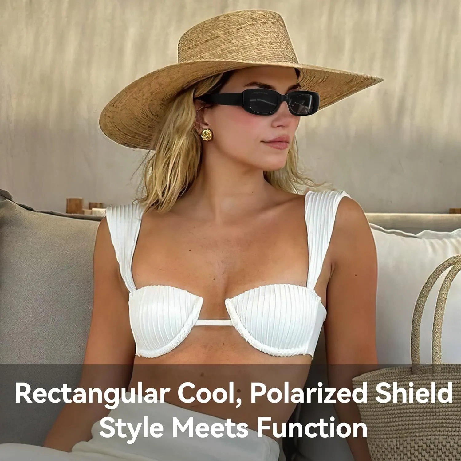 Dollger Rectangle Sunglasses for Women Men Trendy Retro Fashion Sunglasses UV 400 Protection Square Fram