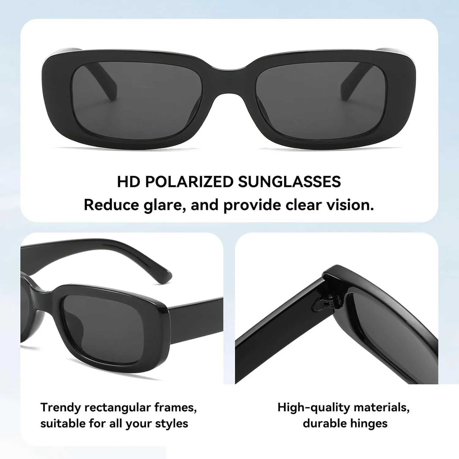 Dollger Rectangle Sunglasses for Women Men Trendy Retro Fashion Sunglasses UV 400 Protection Square Fram
