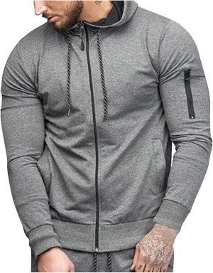 DuDubaby Hoodies for Men Casual Camouflage Sports Sweatshirt Long Sleeve Zipper Hooded Jacket Coat