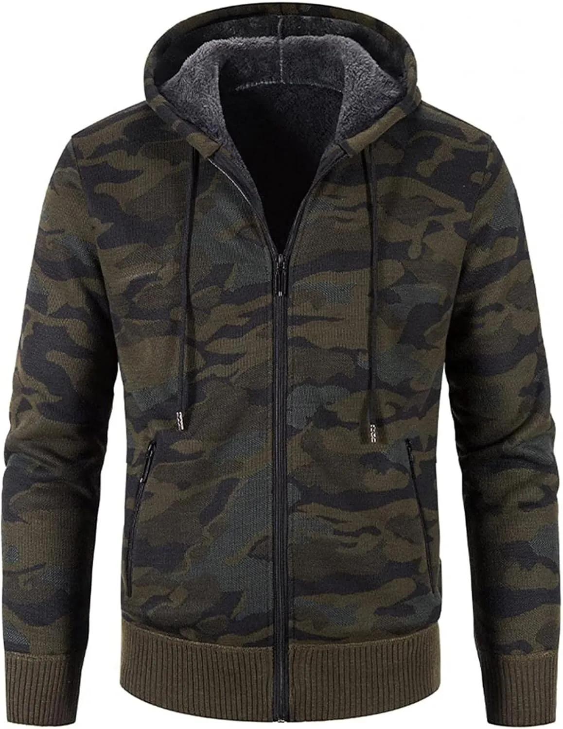DuDubaby Men Sweatshirt Hoodie Fashion Long Sleeve Warm Solid Color Hooded Jackets Thermal Trendy Tops