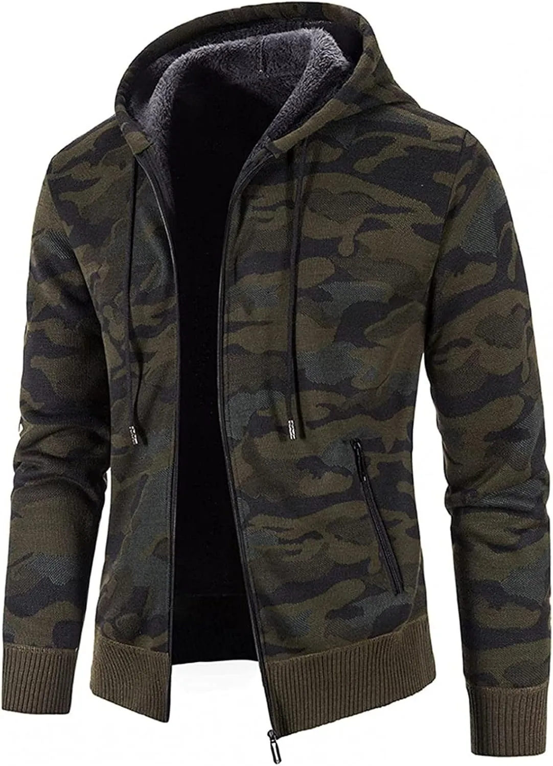 DuDubaby Men Sweatshirt Hoodie Fashion Long Sleeve Warm Solid Color Hooded Jackets Thermal Trendy Tops