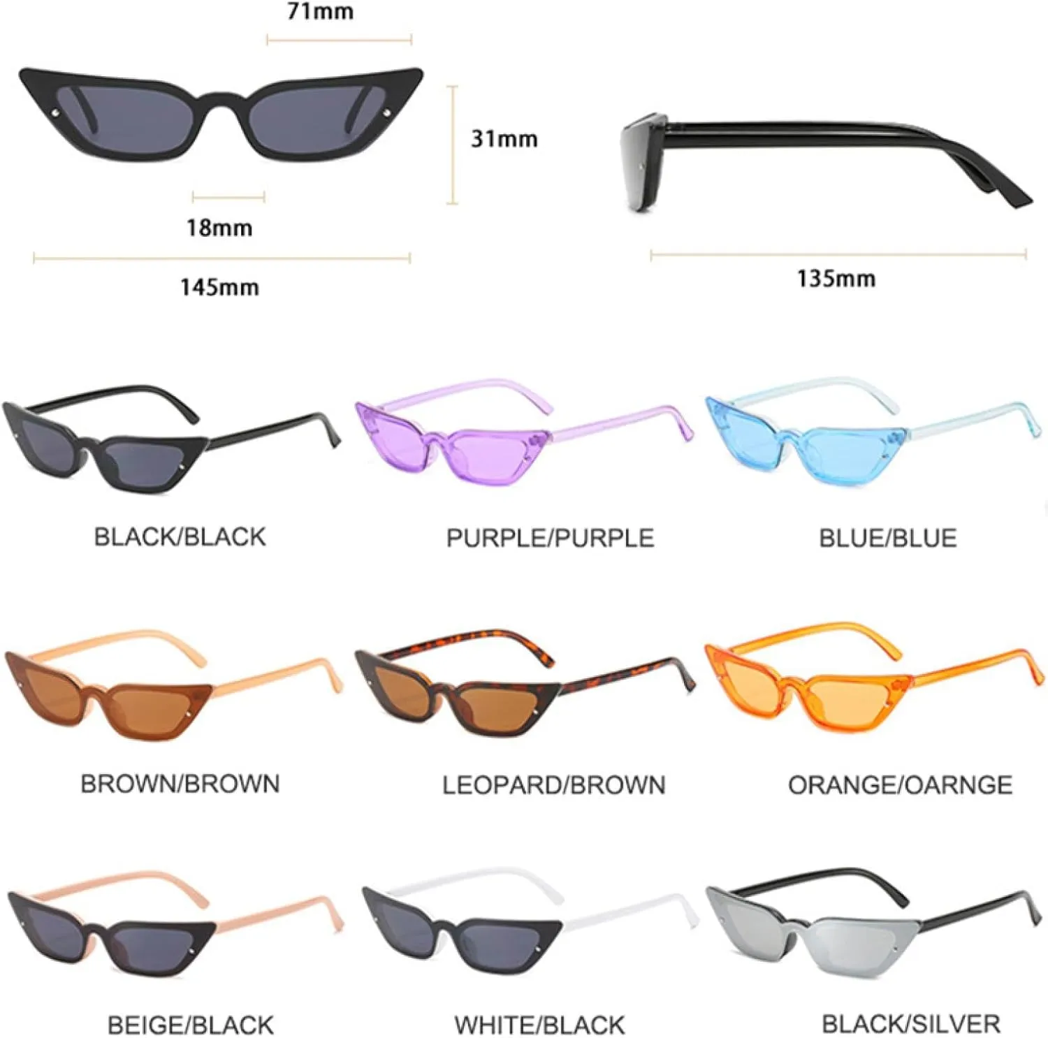 Fashion Cat Eye Sunglasses for Women One Piece Vintage Punk Uv400