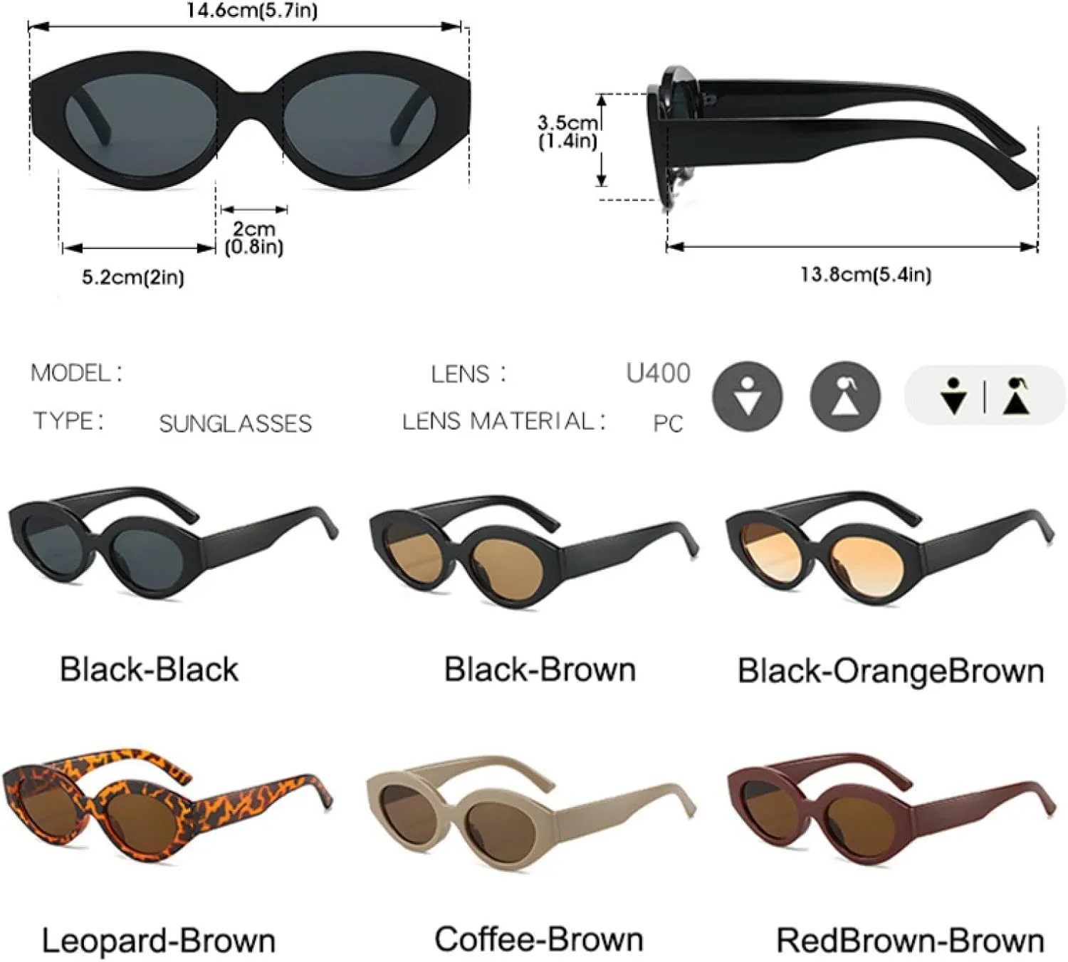 Fashion Cat Eye Sunglasses for Women Popular Vintage Punk Oval Trending Multicolour Uv400