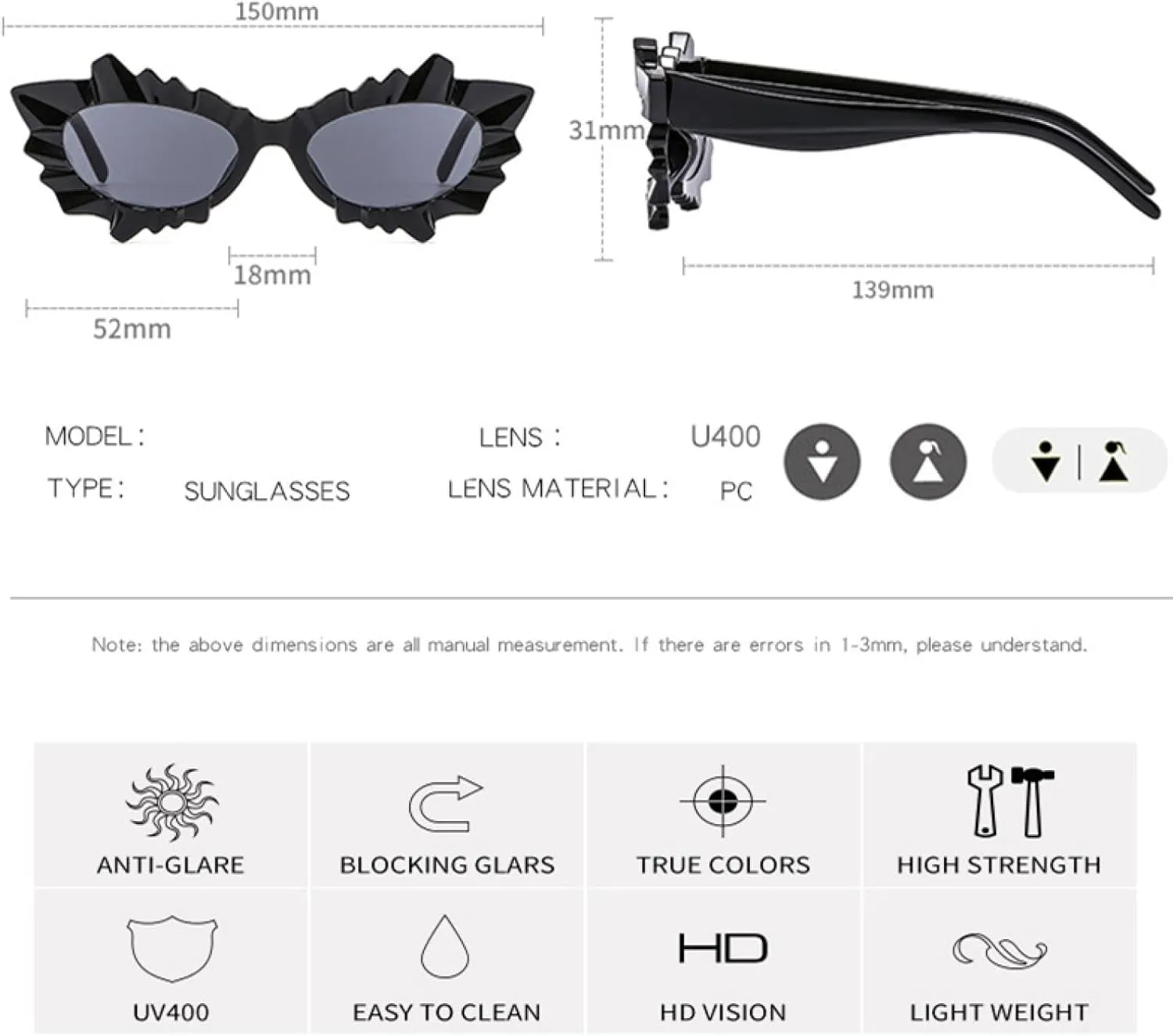 Fashion Cat Eye Sunglasses for Women Punk Gradient Trends Men Uv400