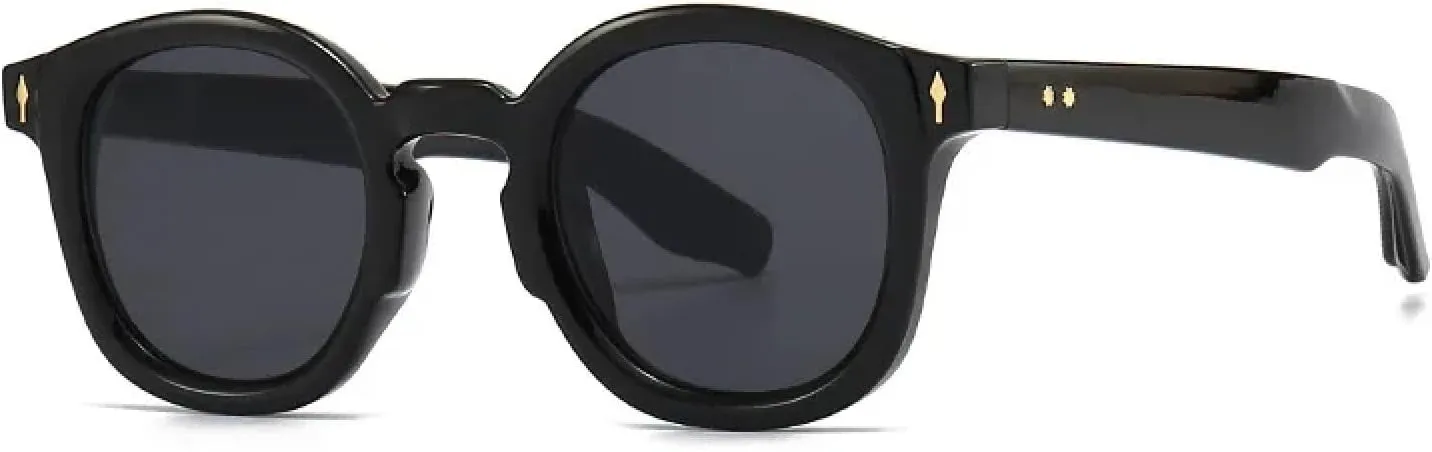 Fashion Women Round Sunglasses Retro Rivets Men Uv400