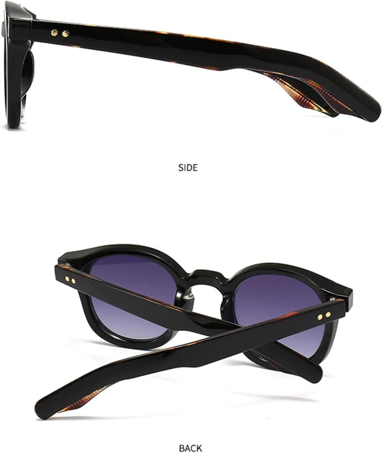 Fashion Women Round Sunglasses Retro Rivets Men Uv400