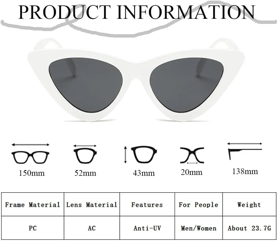 FBHLZ Women Cat Eye Sunglasses Retro women Narrow Cat Eye Sunglasses Goggles Retro Sun Glasses Summer Accessories