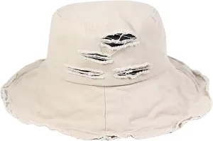 Frayed Ripped Sun Hats for Women Summer Trendy Floppy Wide Brim Cotton Bucket Hat Beach Vacation Travel Accessories