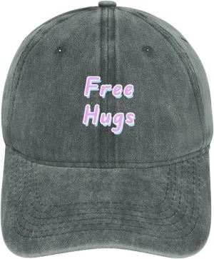 Free Hugs Unisex Adult Baseball Cap Curved Brim Sun Caps of Sports Denim Freely Adjustable