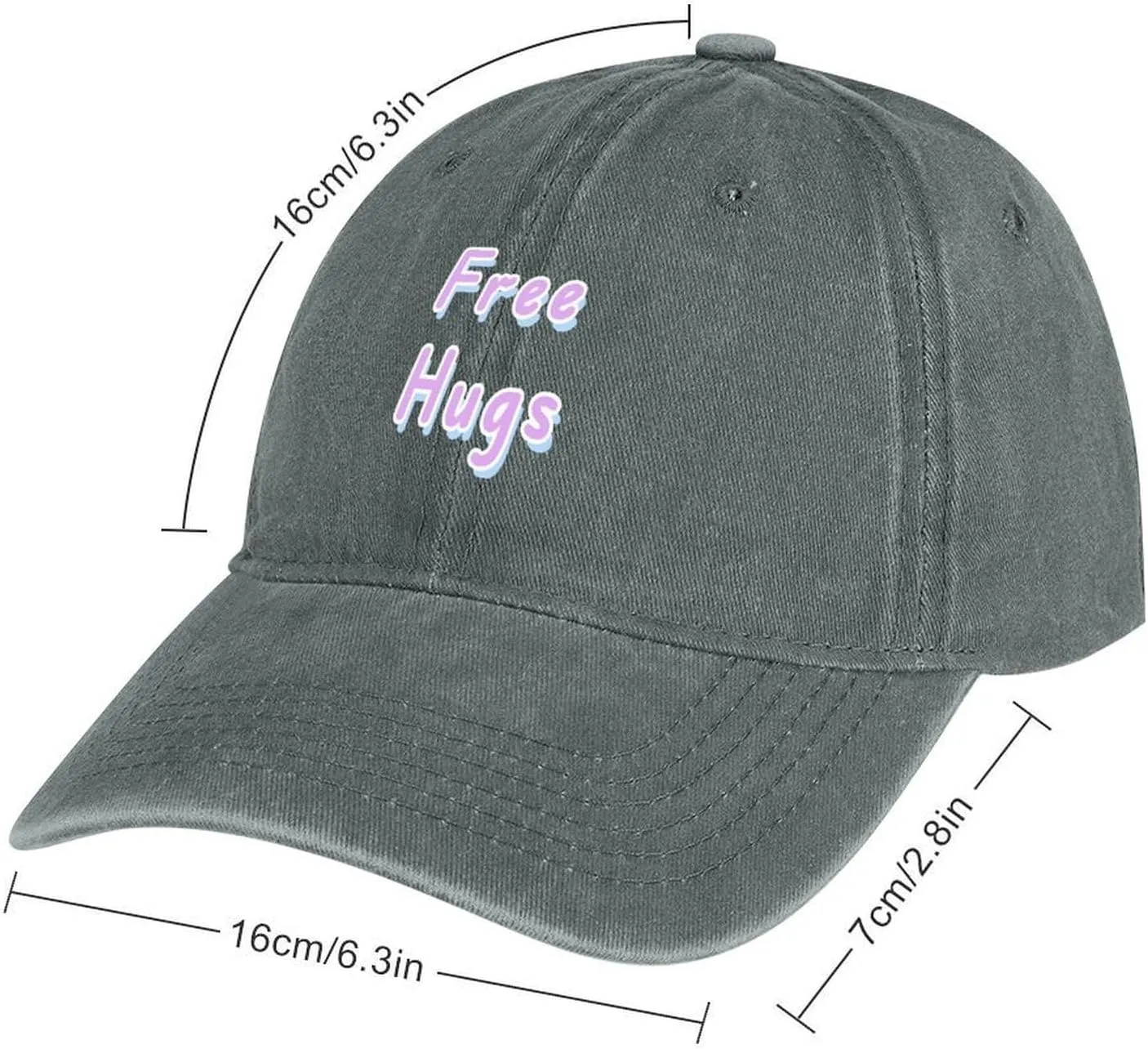 Free Hugs Unisex Adult Baseball Cap Curved Brim Sun Caps of Sports Denim Freely Adjustable
