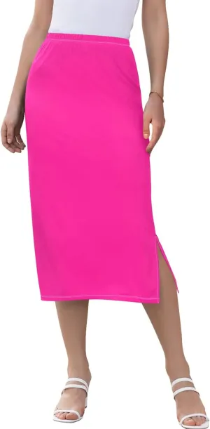 Grey Gradient Midi Skirts with Slit Womens Cute Pencil Skirt High Waist Stretch Summer Skirt S