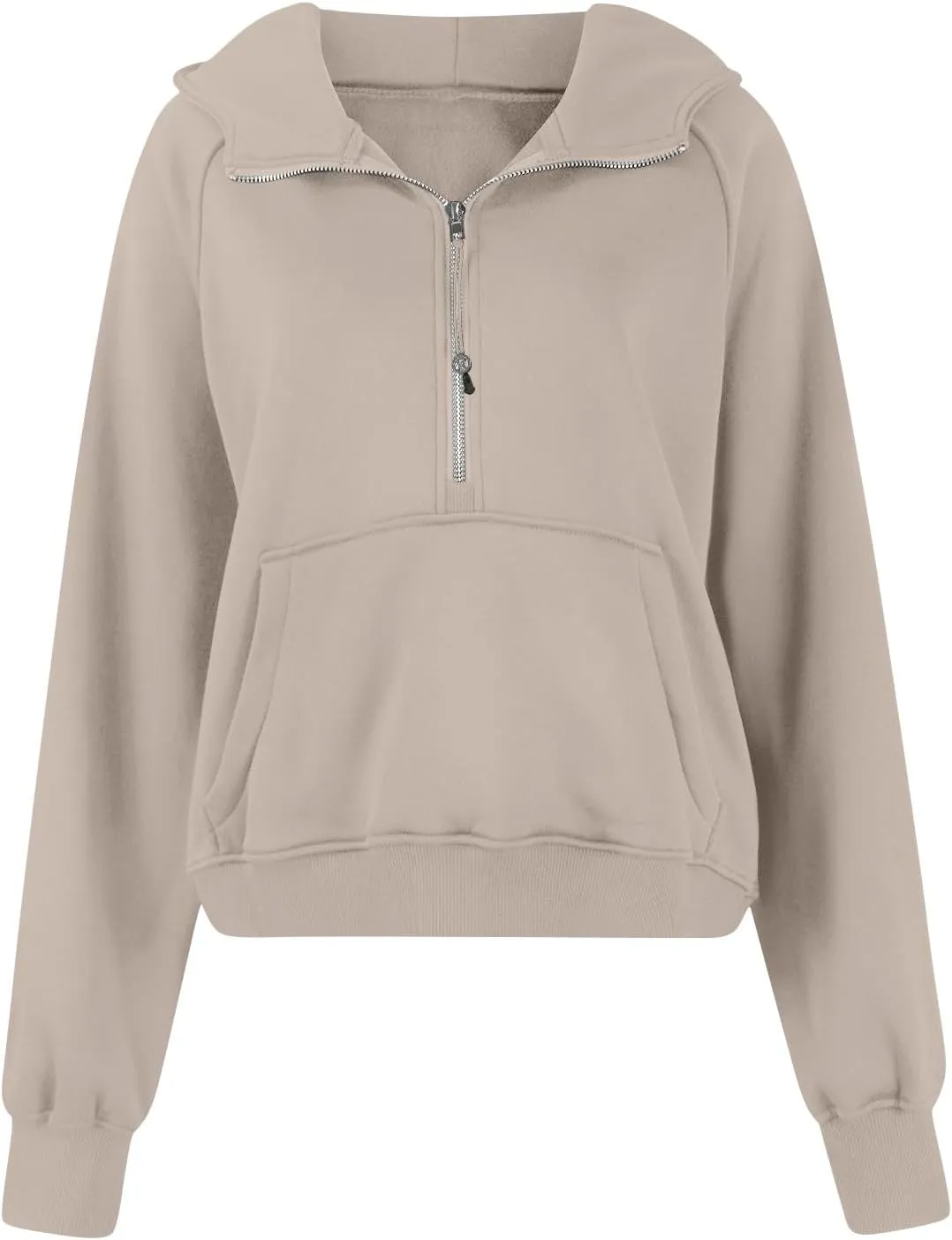 Half Zip Pullover Women Fleece Zip Up Hoodies Fall Oversized Sweatshirt Trendy Y2k Cropped Sweater with Thumb Hole