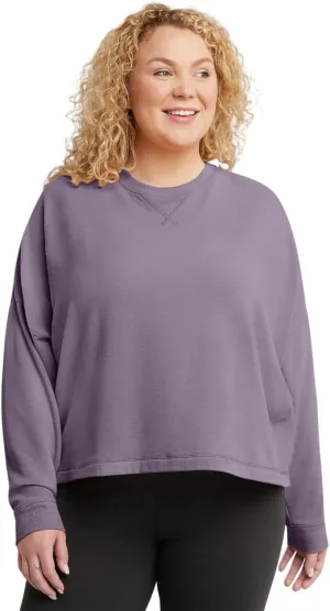 Hanes Women's Originals Sweatshirt, Soft Brushed Fleece Cropped Pullover, Plus