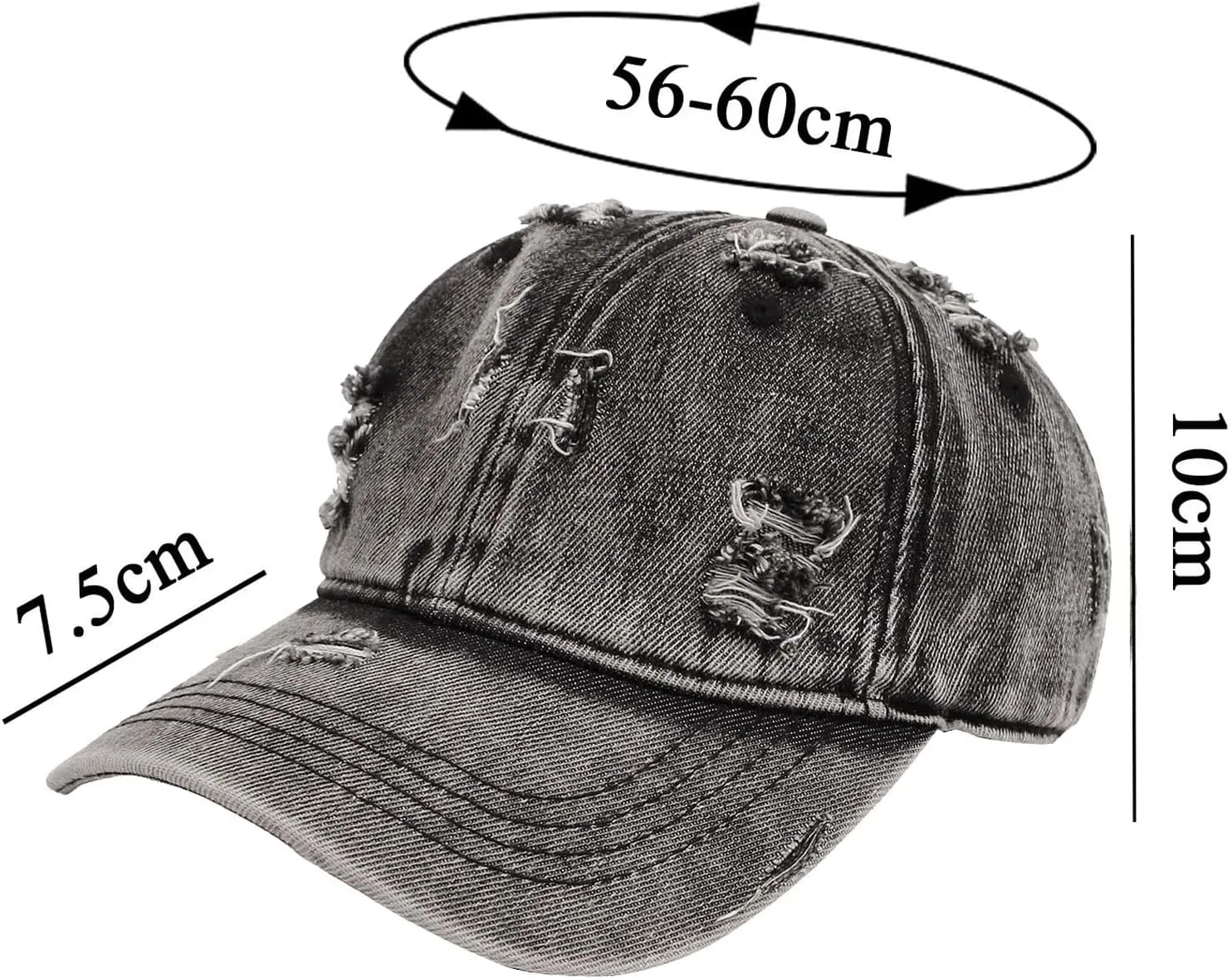 Hat Distressed Hip Ripped Trucker Sun Baseball Hat Women Hop Denim Hat Adjustable Men Cap Cap M Quick 00